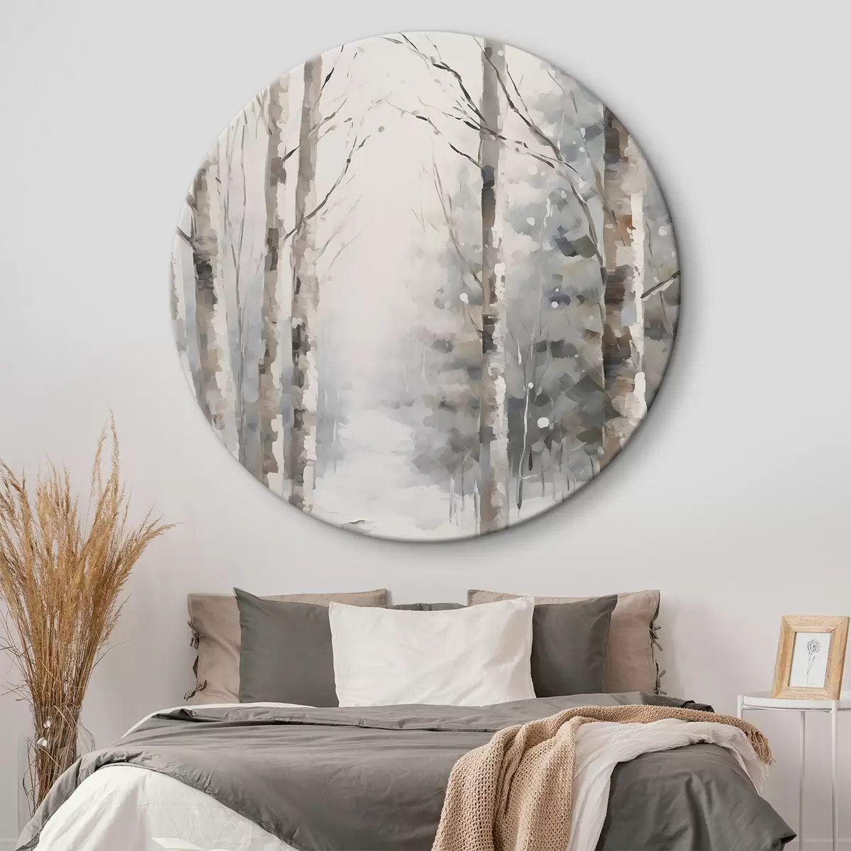 Кругла картина Берези в зимовому лісі r46129