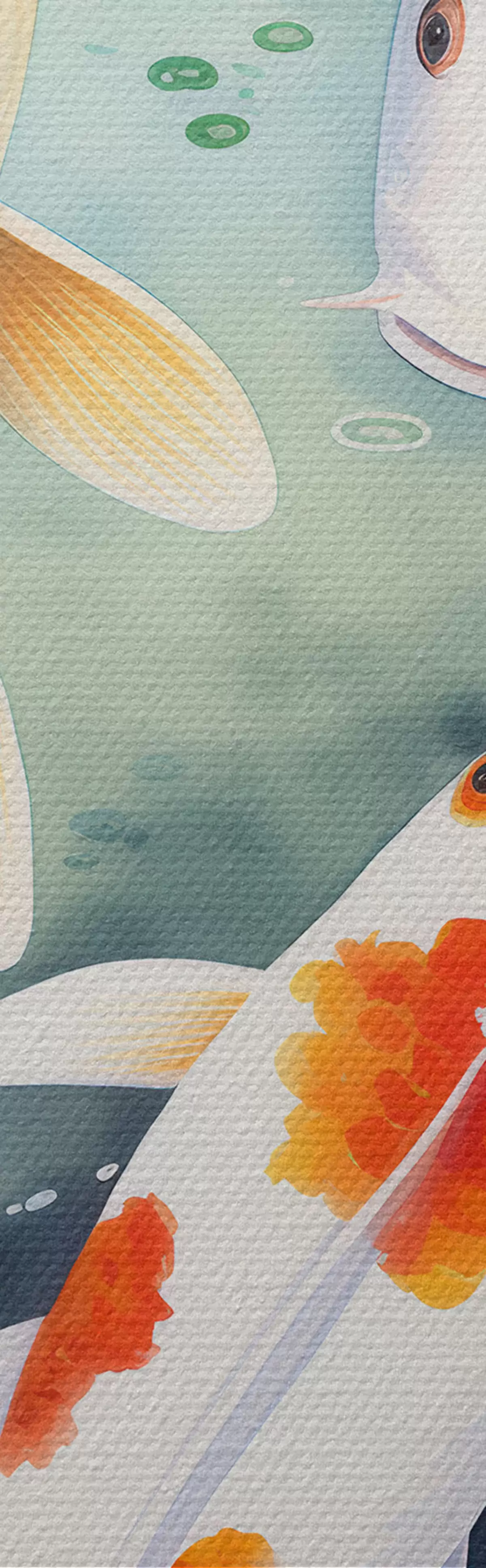 Картина Красиві квіти лотоса і рибки m00868