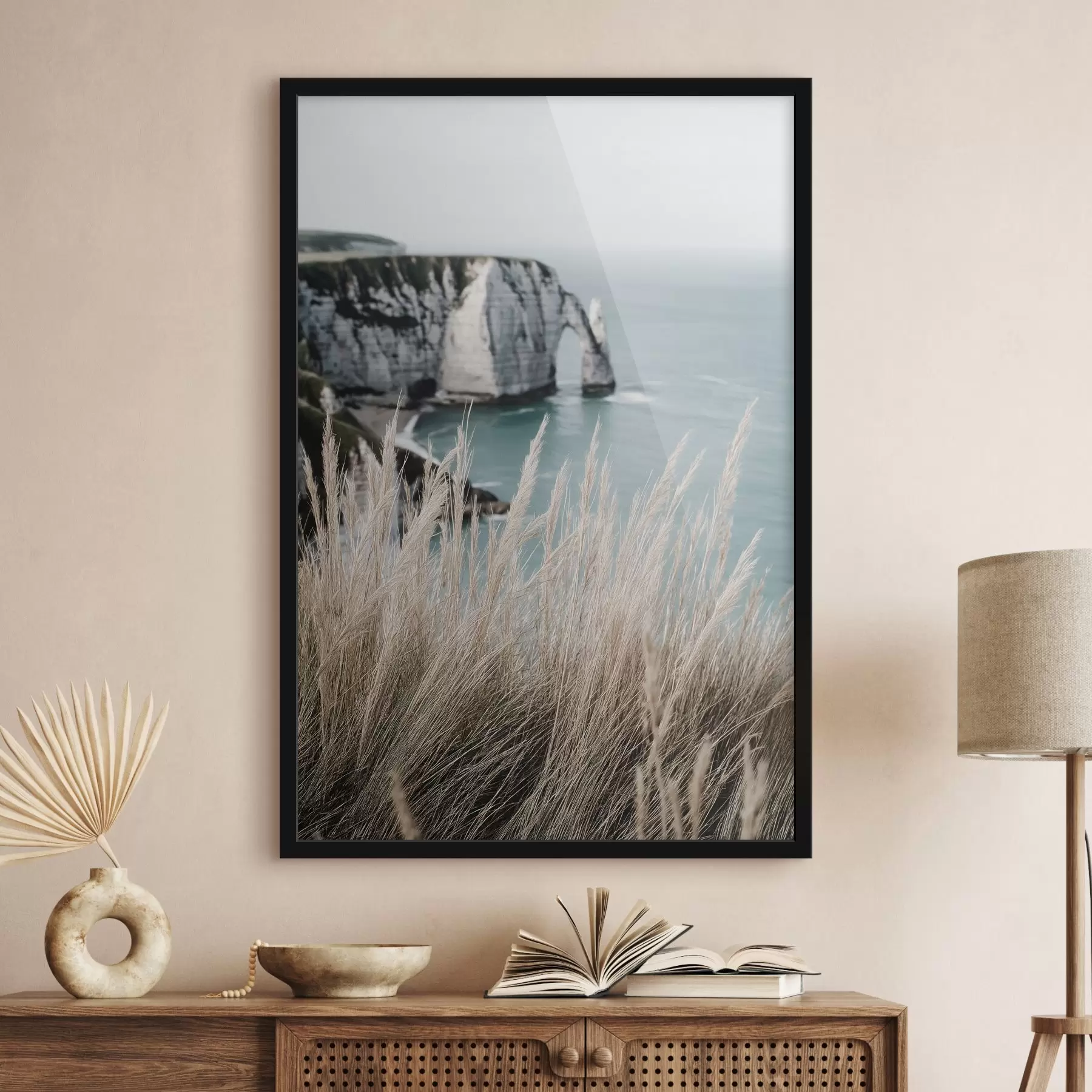 Картина Море і скельна арка, вид крізь суху траву f46142