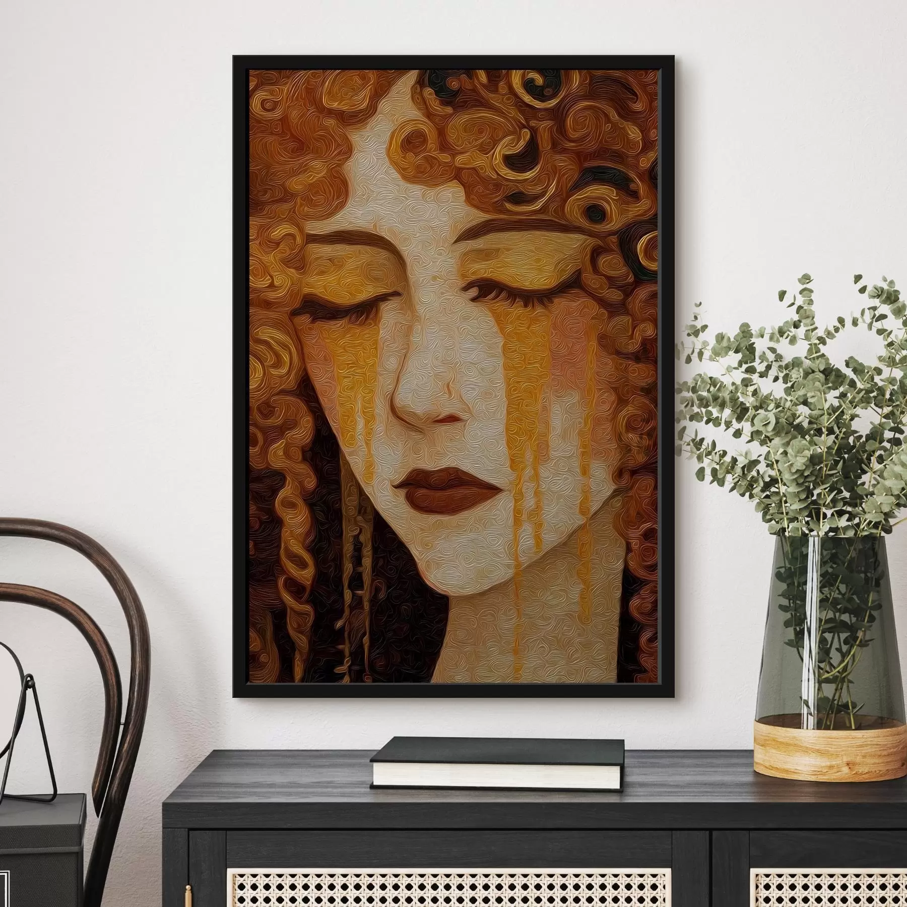 Картина Жіночий портрет з рудим волоссям і декоративним макіяжем f46149