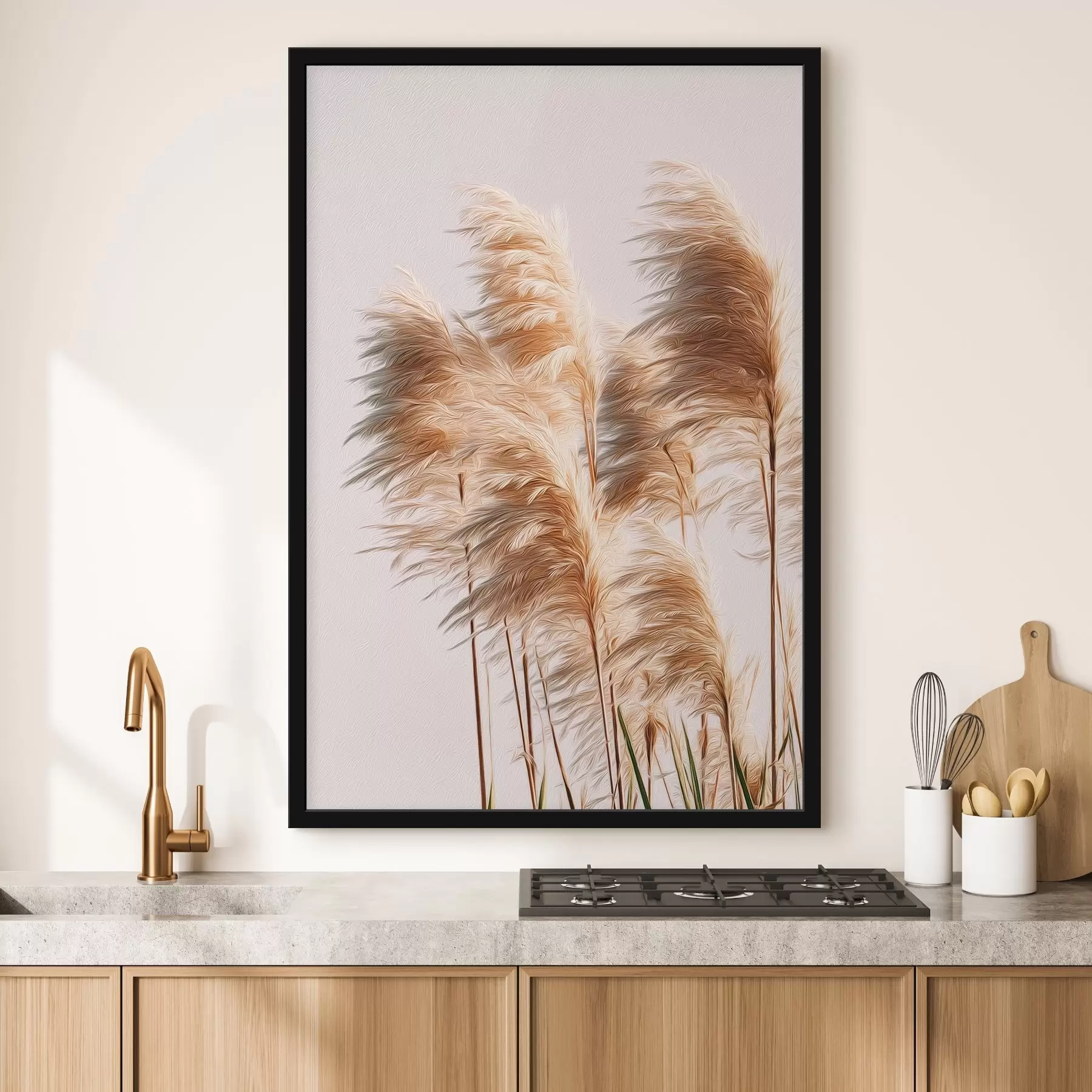 Картина Пухнасті декоративні трави на світлому тлі f46157