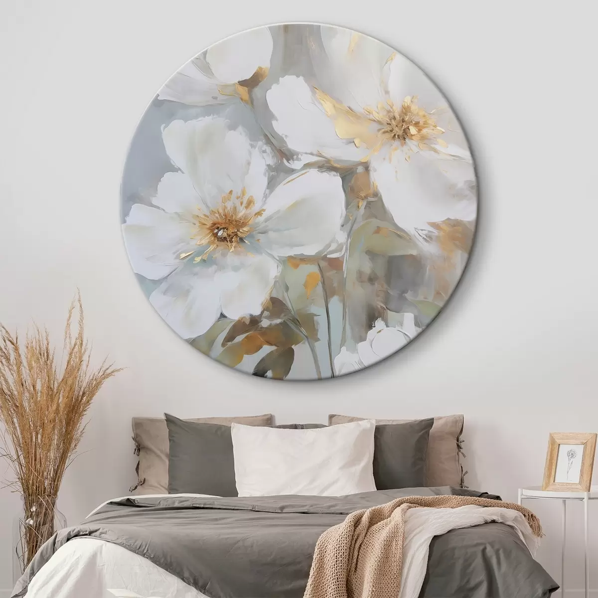 Кругла картина Абстрактні квіти, імітація живопису r46346