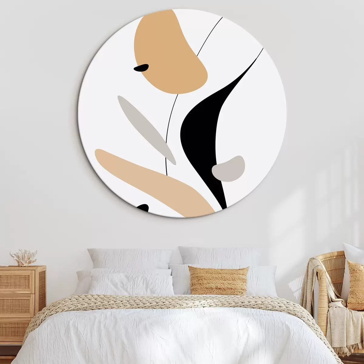 Кругла картина Абстрактна композиція з плямами і лініями r46350