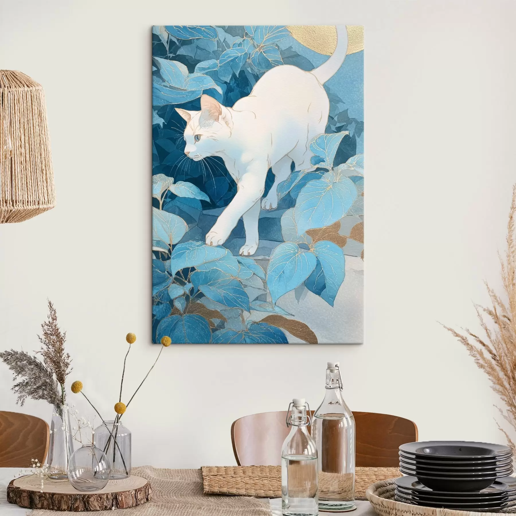 Картина Кішка серед листя s46362