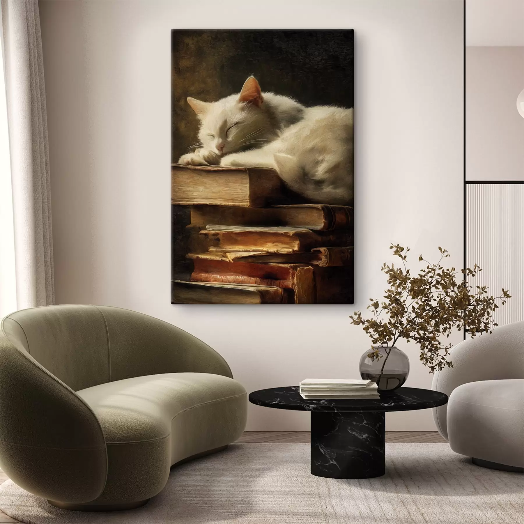 Картина Кішка на книгах s46428