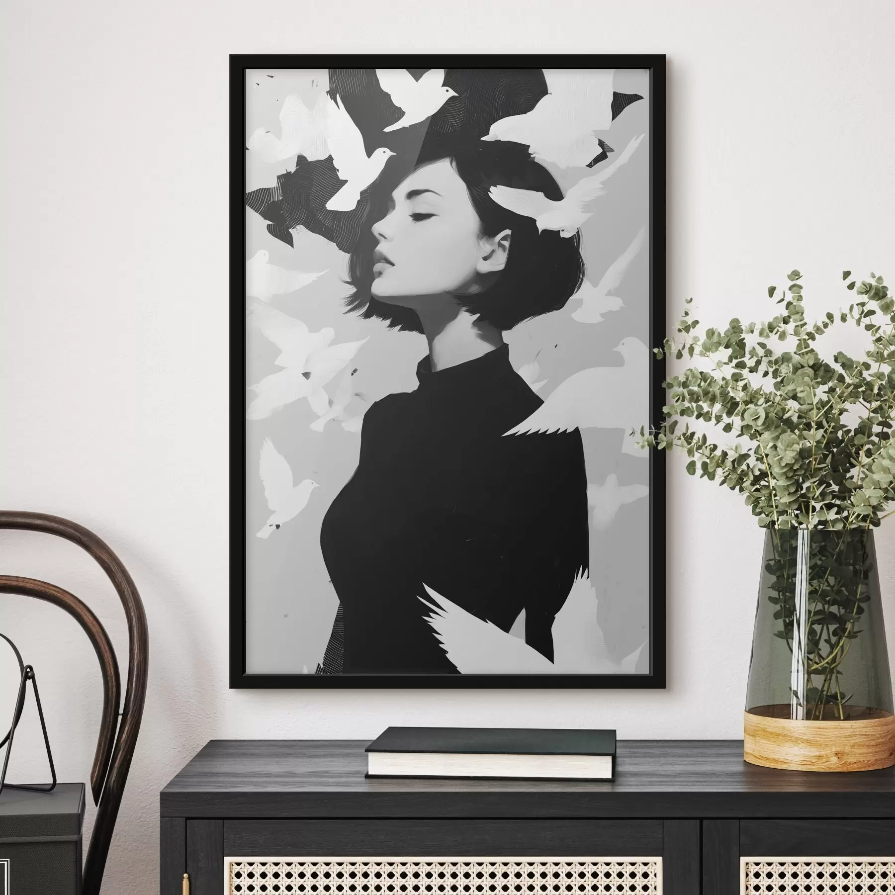 Картина Дівчина з птахами f46369