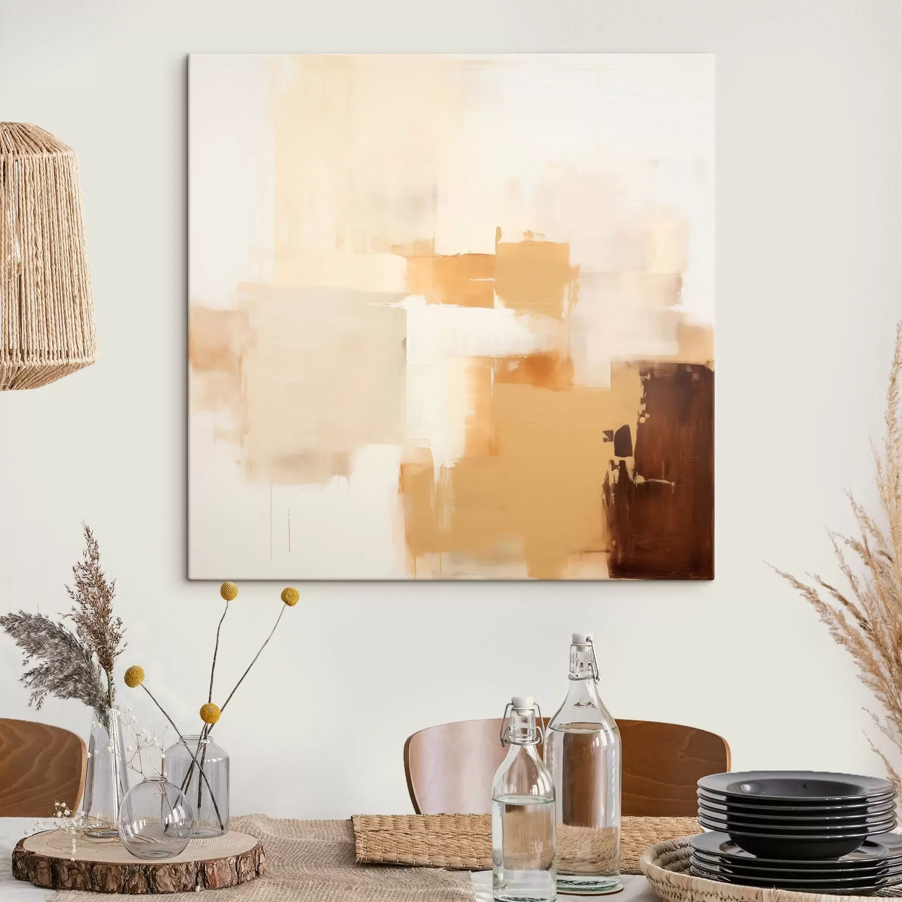 Картина Бежеві та коричневі геометричні фігури в абстрактному стилі s46306