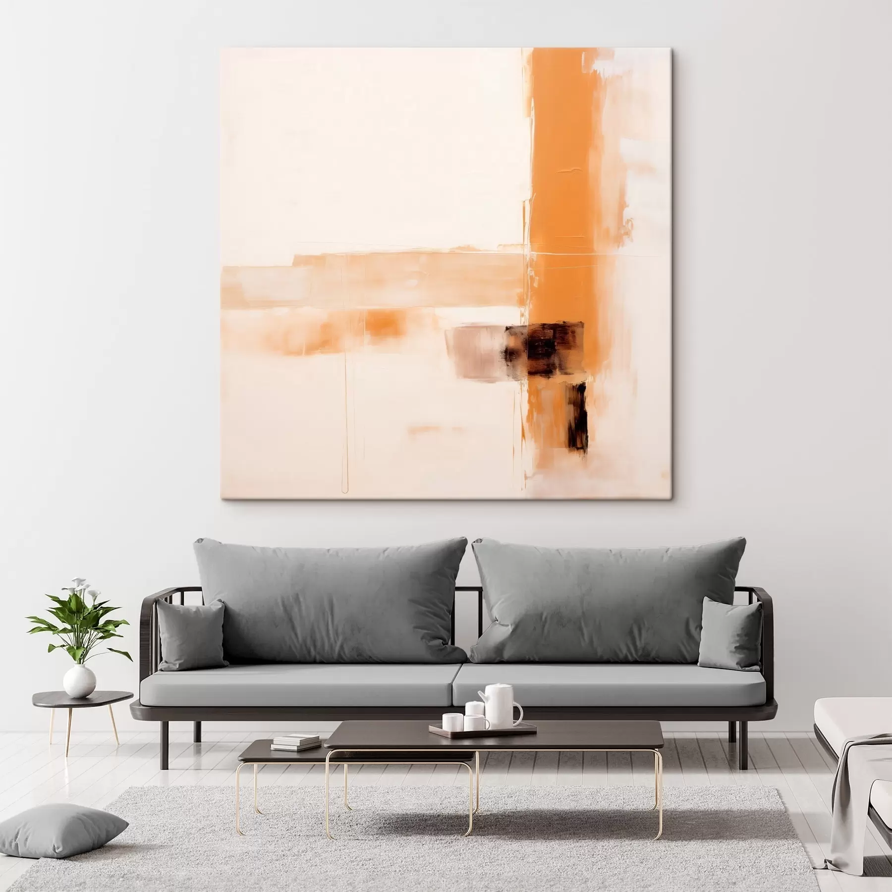 Картина Помаранчева та коричнева абстракція s46307