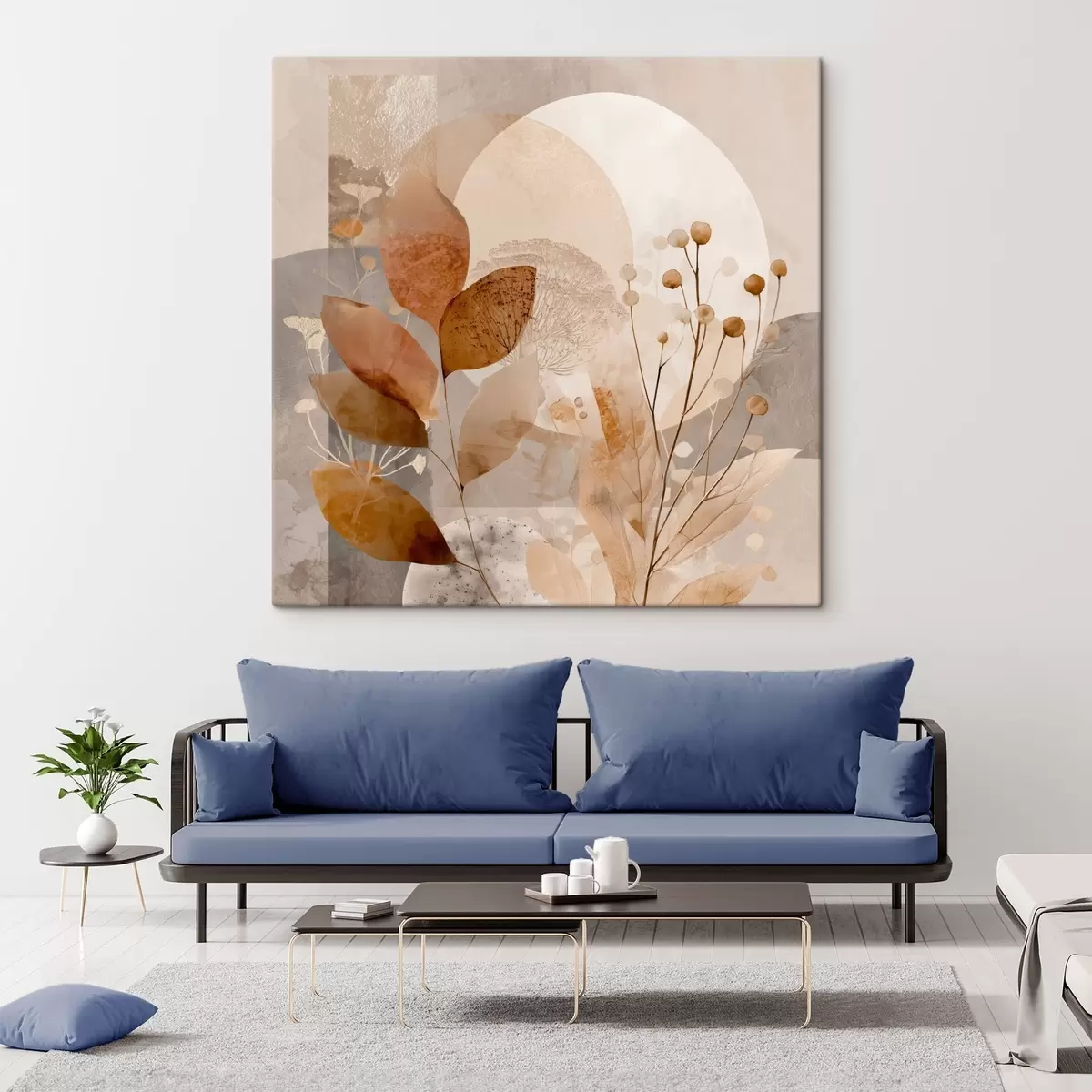 Картина Квітковий візерунок в бежевому та коричневому кольорах s46308