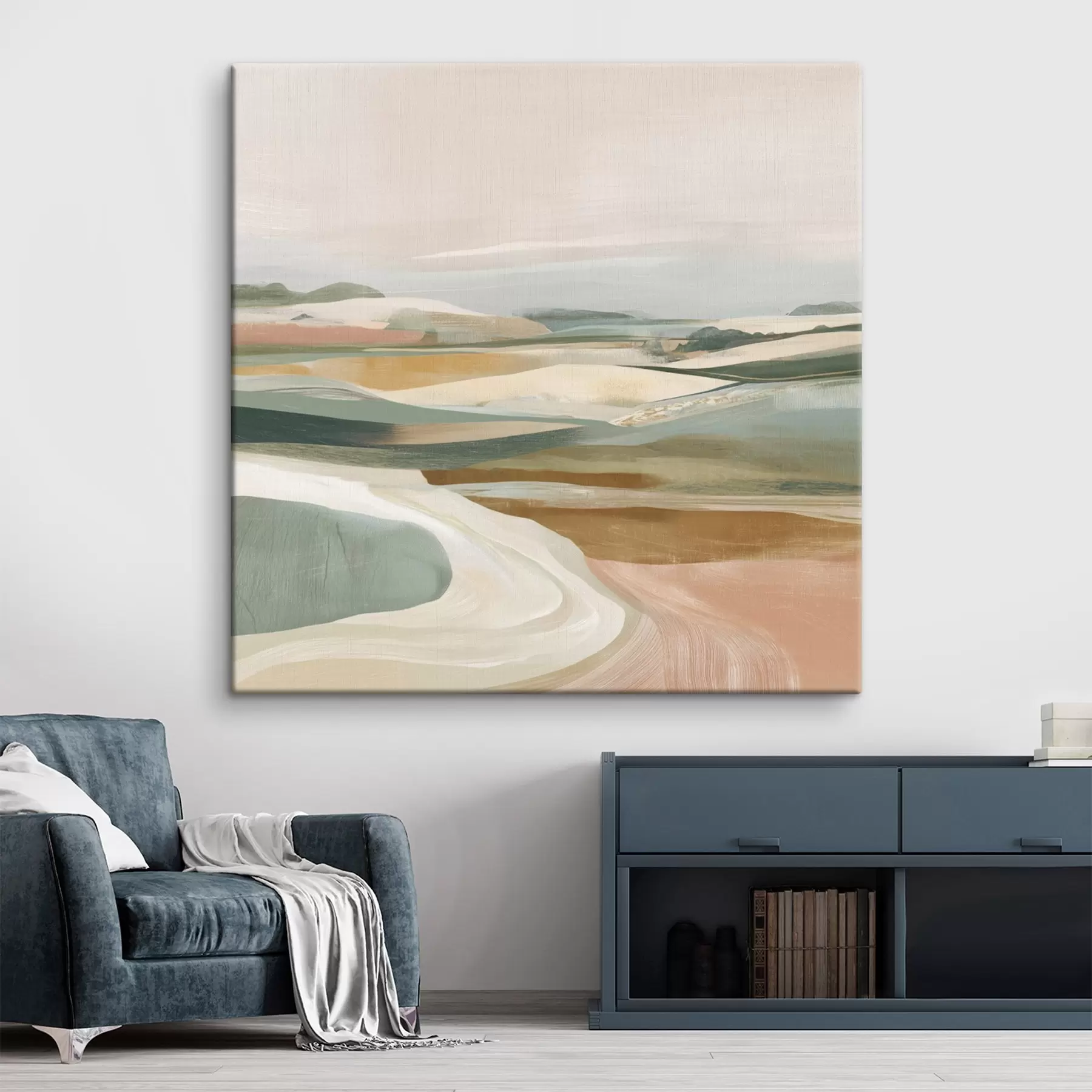 Картина Вид на сільську місцевість з полями і дорогою в стилі акварелі s46317