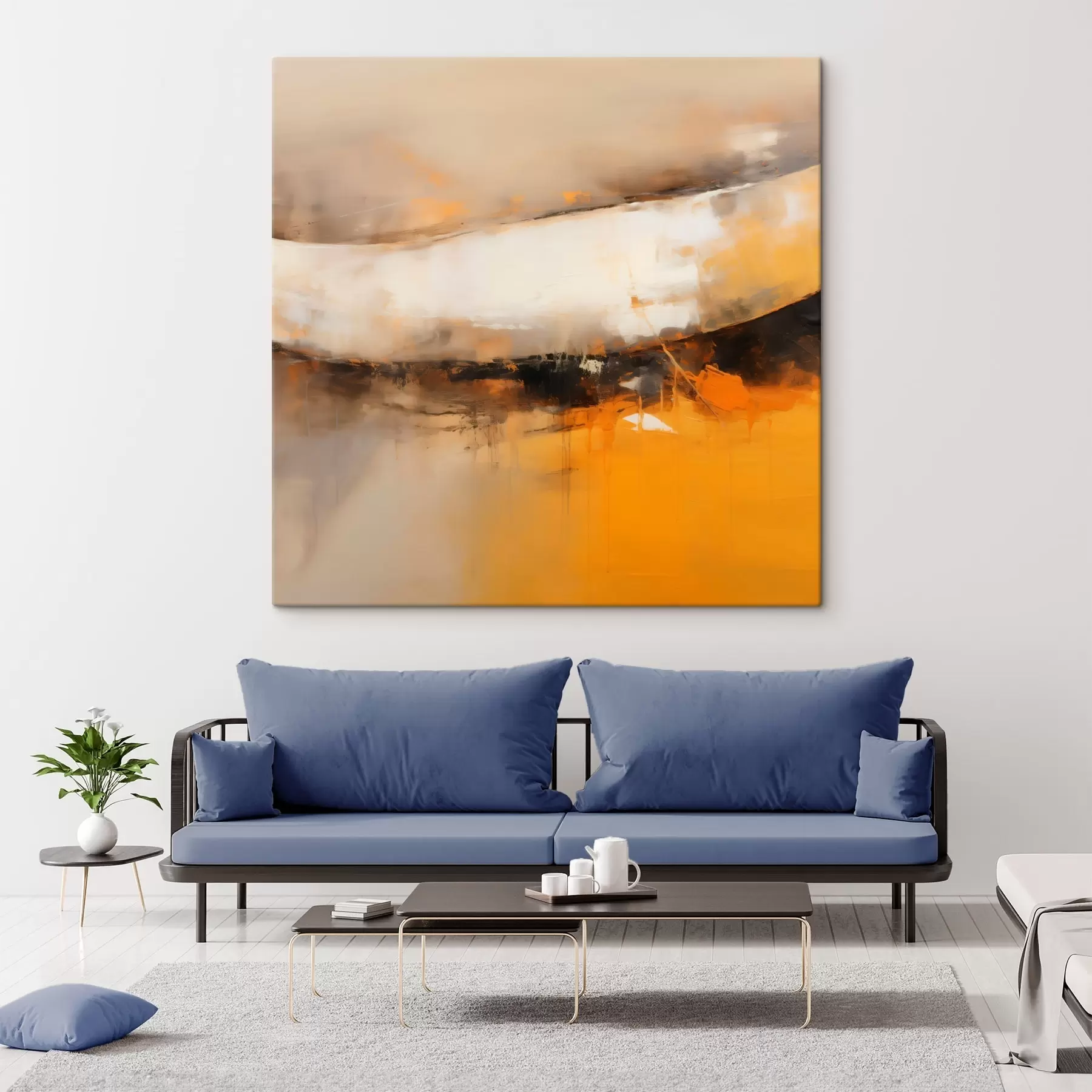 Картина Динамічна композиція з помаранчевими та темними тонами s46318