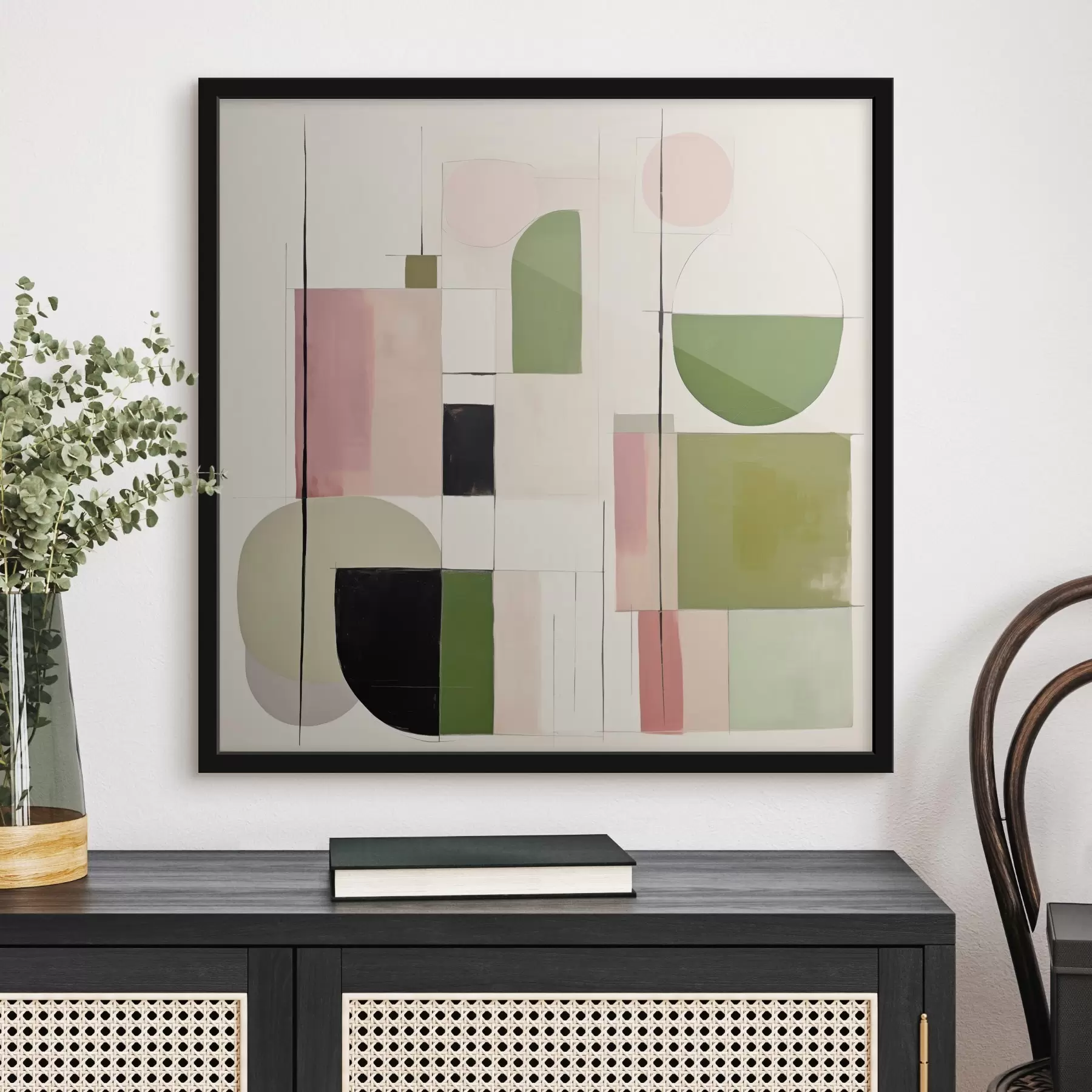 Картина Абстрактне мистецтво з кольоровими блоками та лініями f46313