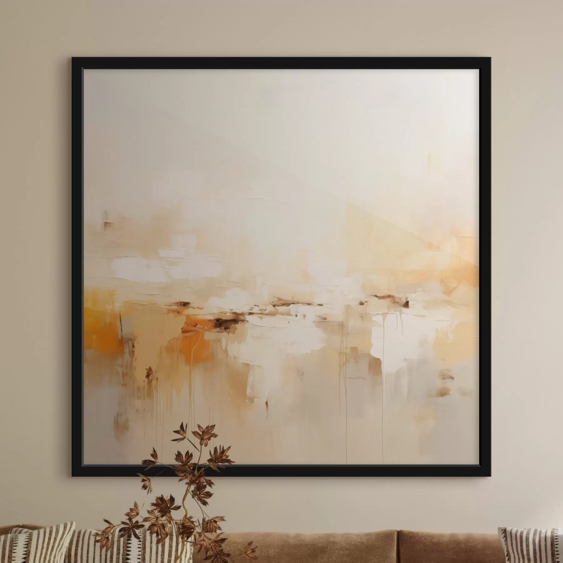 Картина Легка абстракція в стилі олійного живопису з помаранчевими акцентами f46315