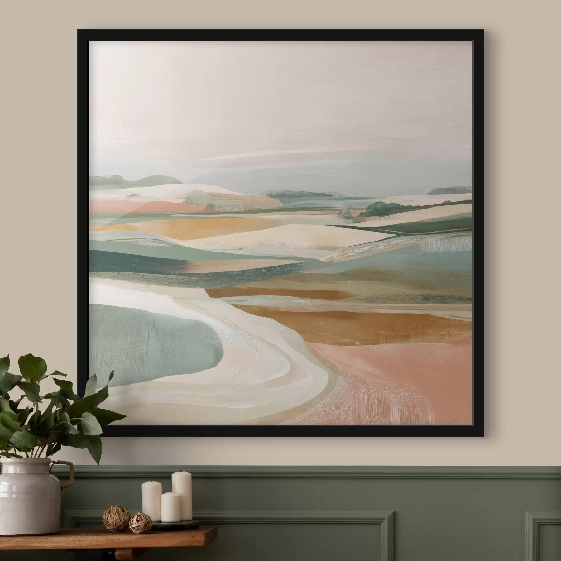 Картина Вид на сільську місцевість з полями і дорогою в стилі акварелі f46317