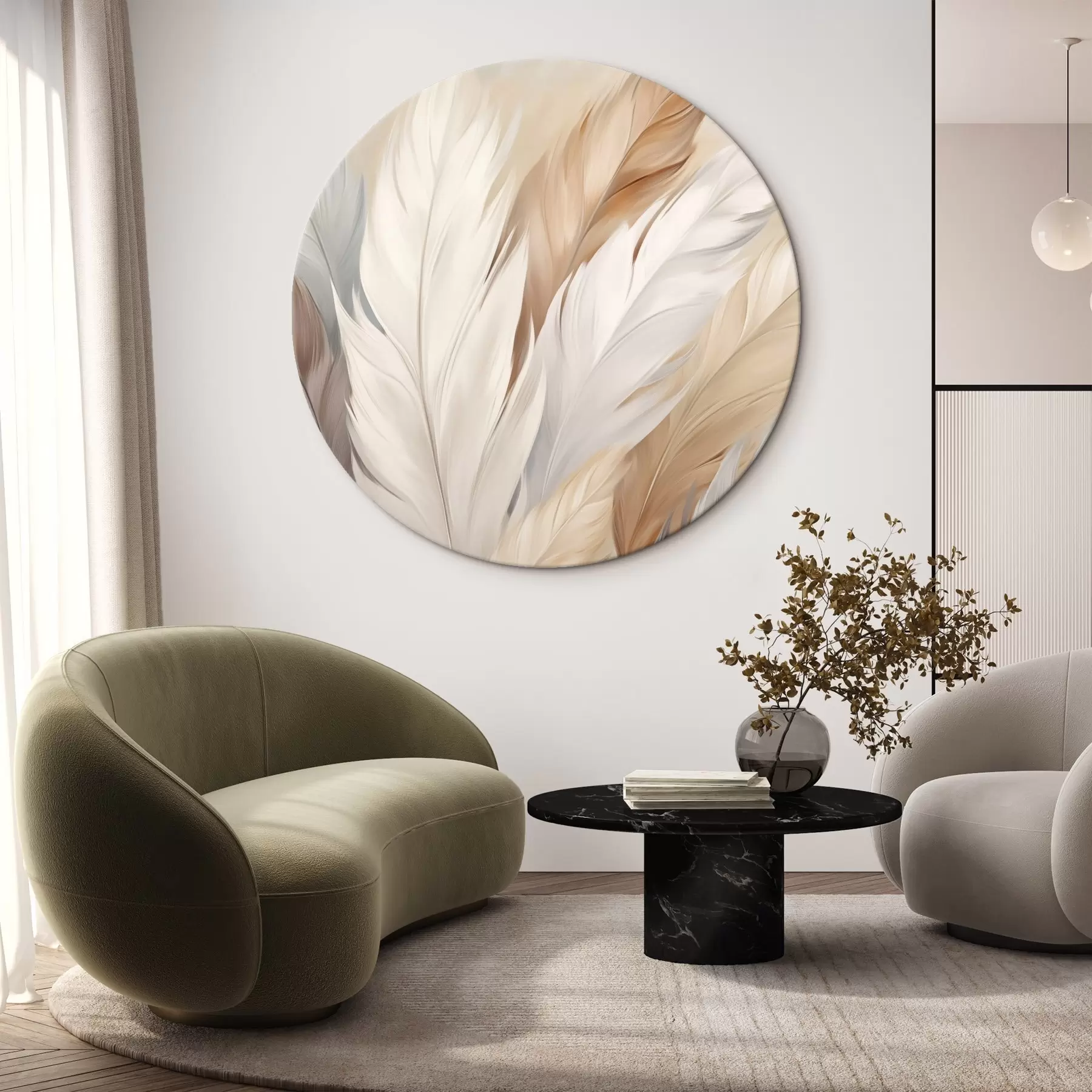 Картина М'які пір'я в бежевих і сірих тонах r46190 купити в Україні - art-holst.com.ua Картина М'які пір'я в бежевих і сірих тонах r46190