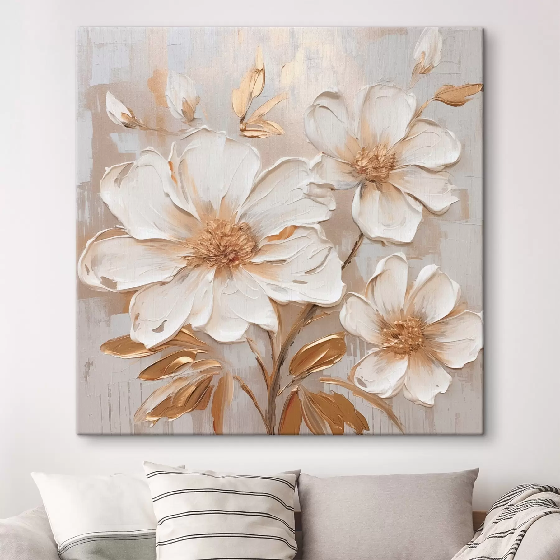 Картина Текстуровані квіти на світлому тлі з теплими відтінками s46166