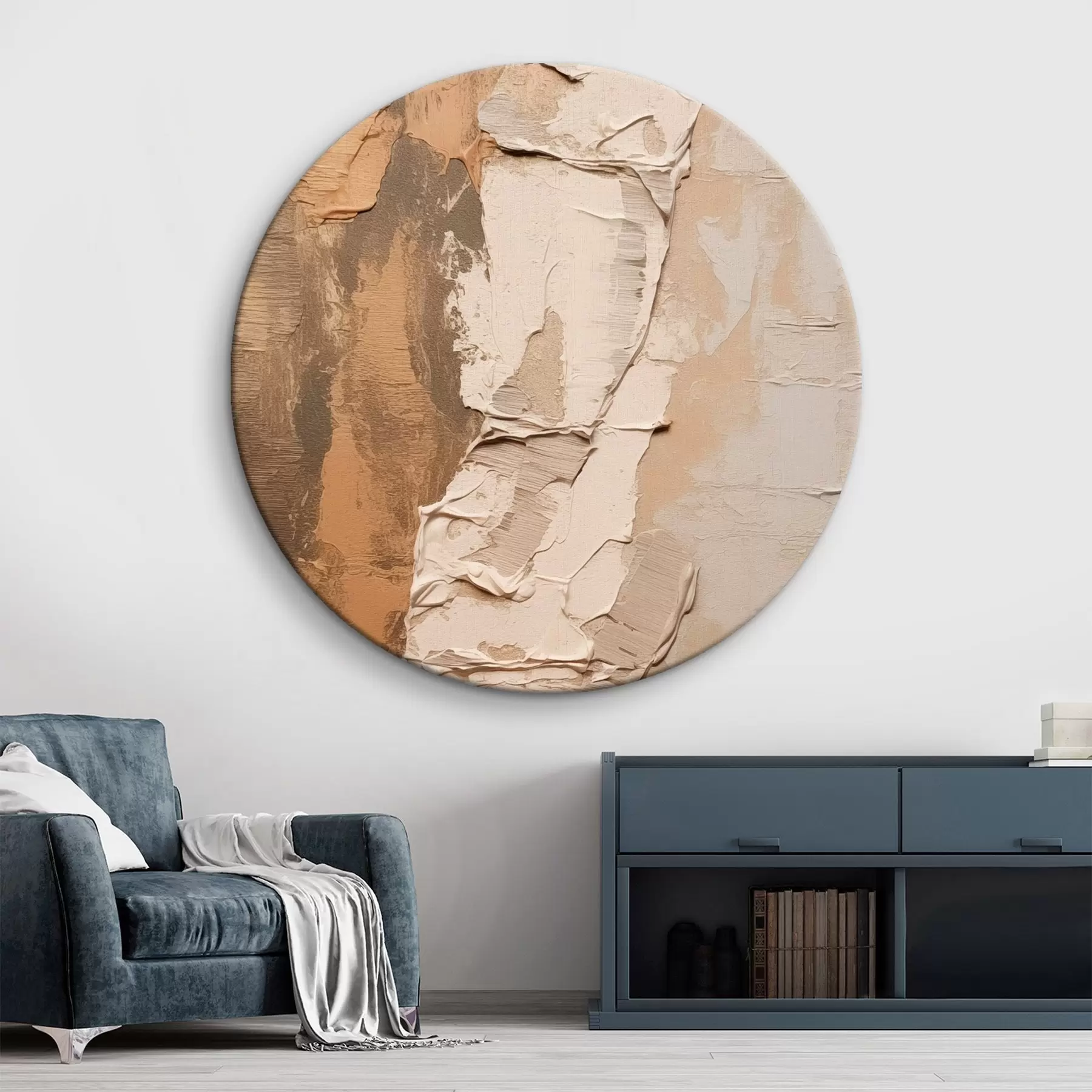 Картина Абстрактний живопис з густими мазками, бежевими та коричневими тонами, фактурною поверхнею, нейтральною кольоровою гамою r46272