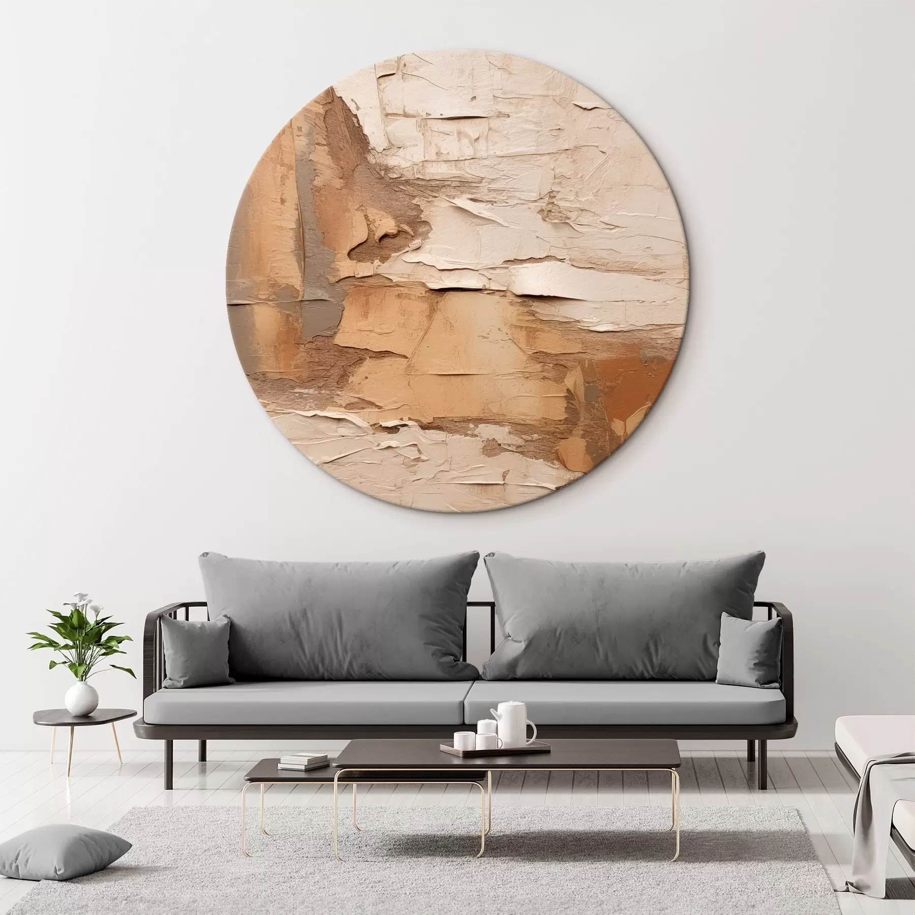 Картина Абстрактний живопис з густими мазками, бежевими та коричневими тонами, фактурною поверхнею, нейтральною кольоровою гамою r46273