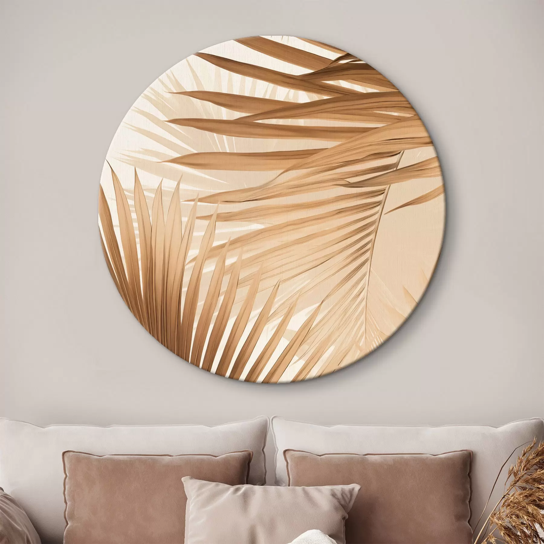 Картина Абстрактні пальмові листя в коричневих тонах, тропічні, ботанічні, природа, мінімалістичний, елегантний, сучасний дизайн r46275