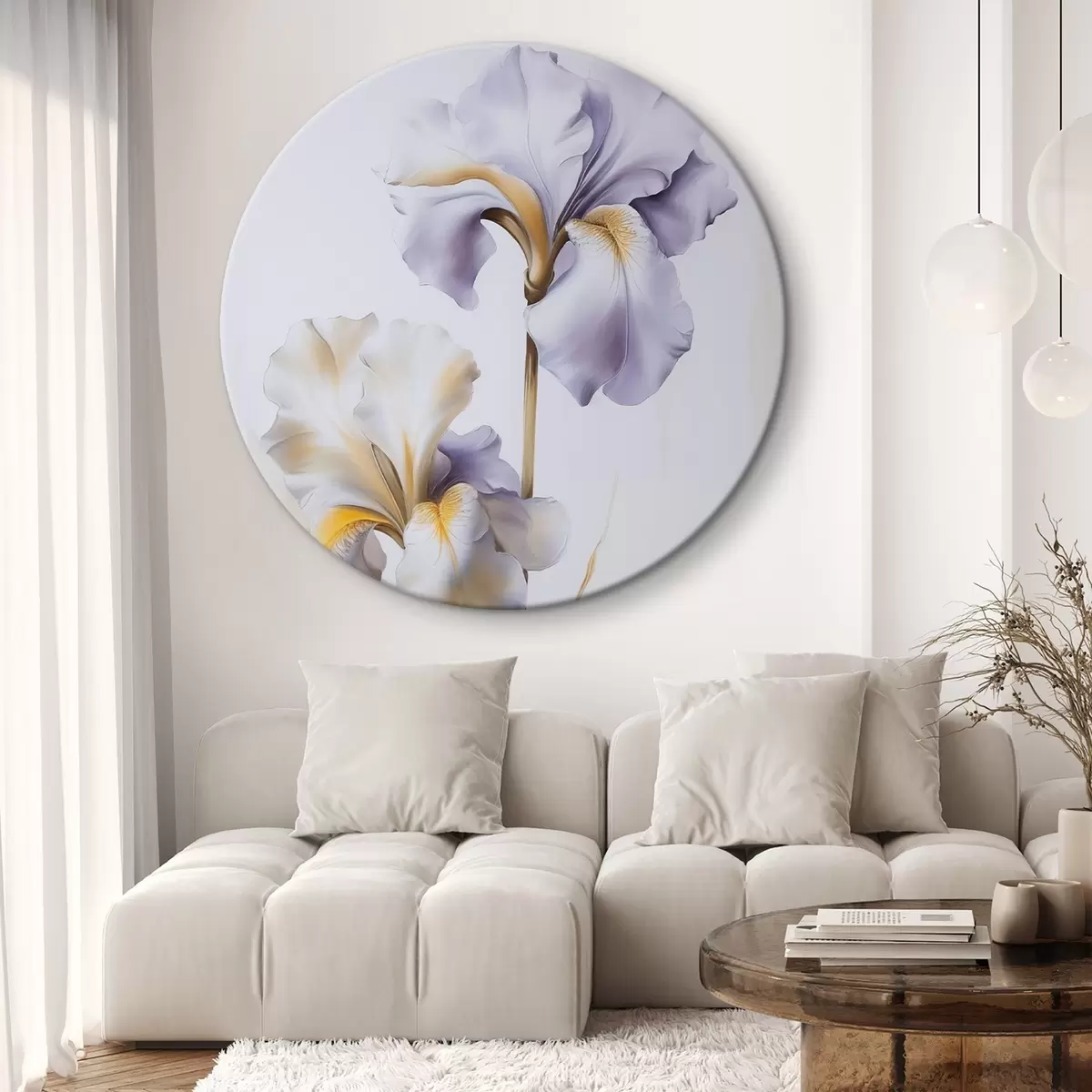 Кругла картина Іриси  імітація живопису r46440