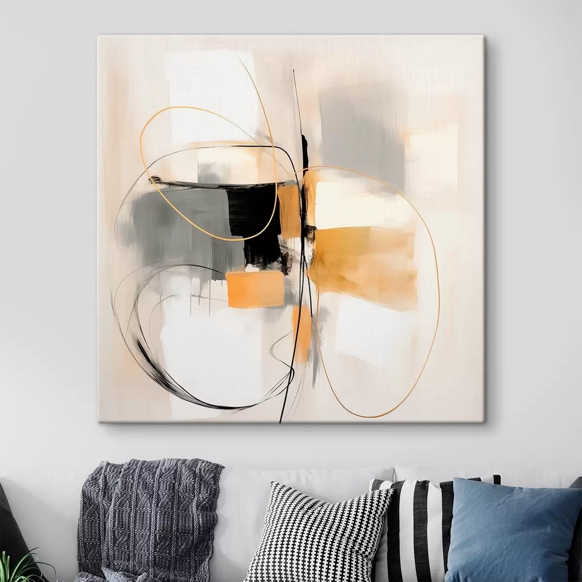 Картина Абстракція, лінії та форми в олійному стилі s46322