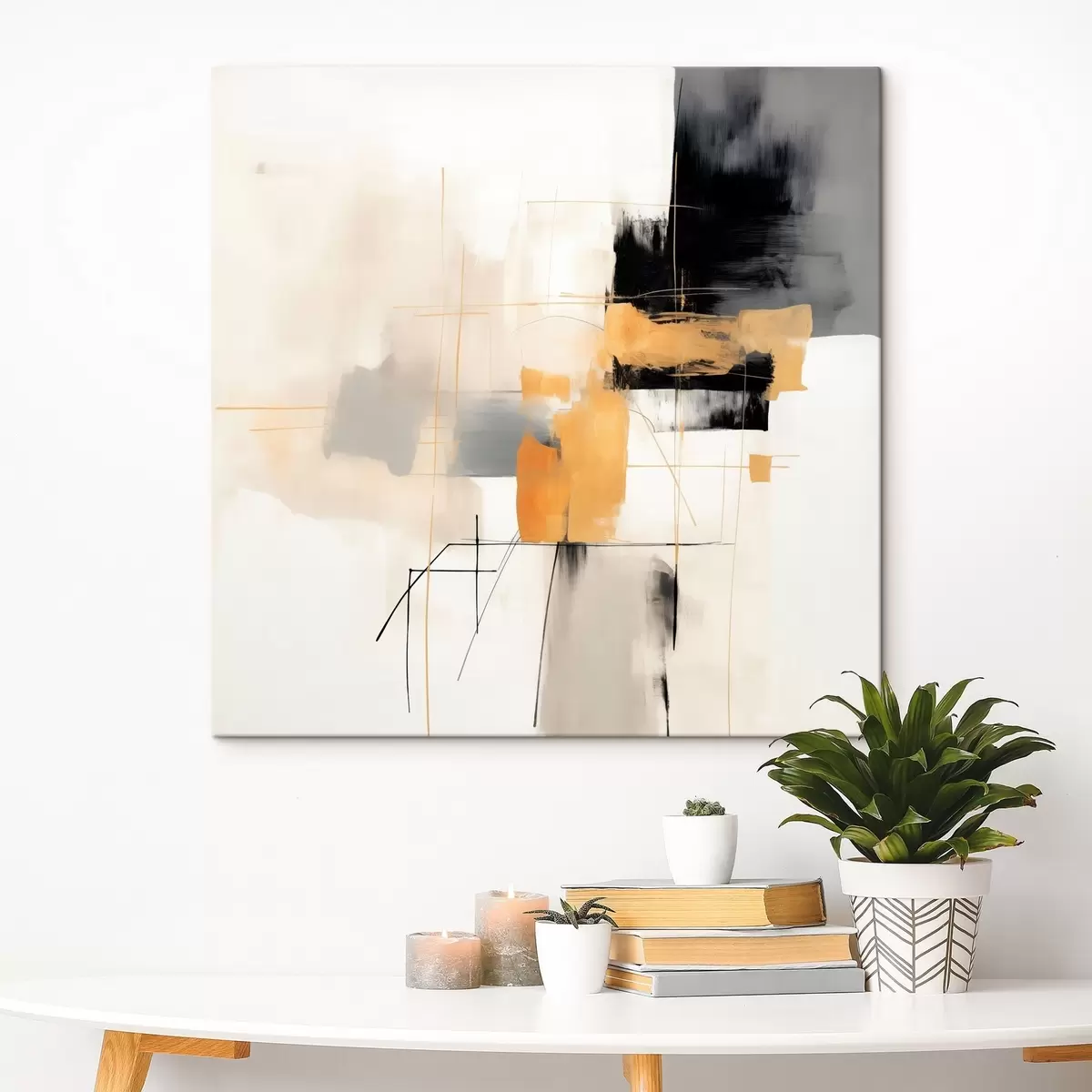 Картина Сучасне оздоблення, бежеві, персикові та графітові акценти s46323