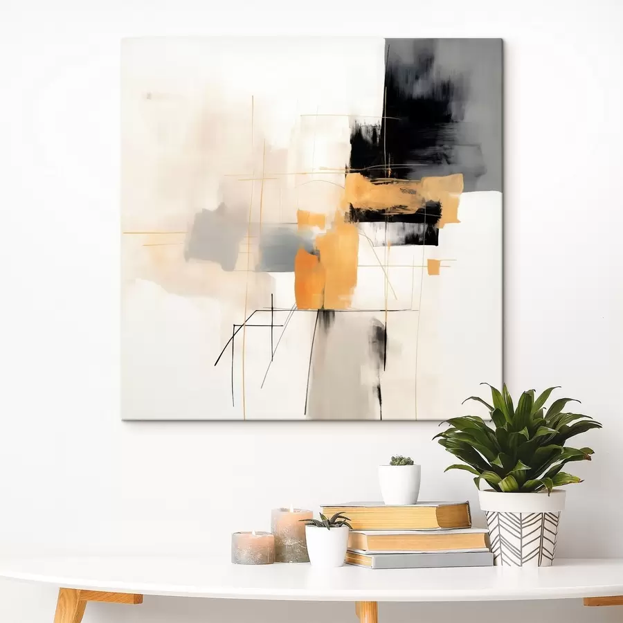 Картина Сучасне оздоблення, бежеві, персикові та графітові акценти s46323