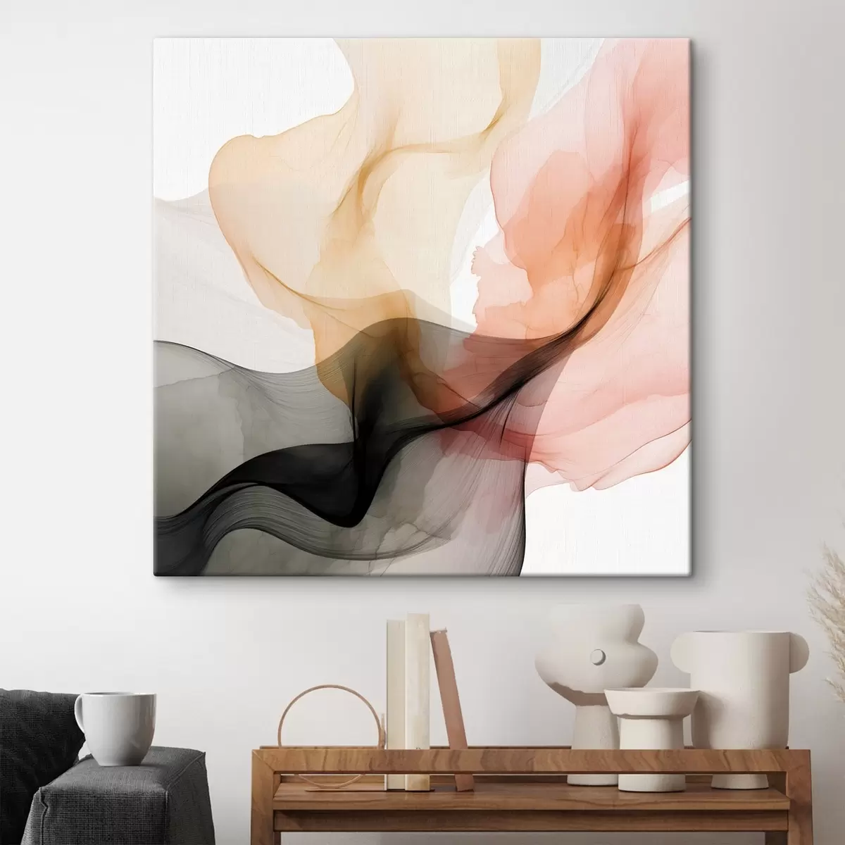 Картина Кораловий і сірий перелив у витонченому стилі s46333