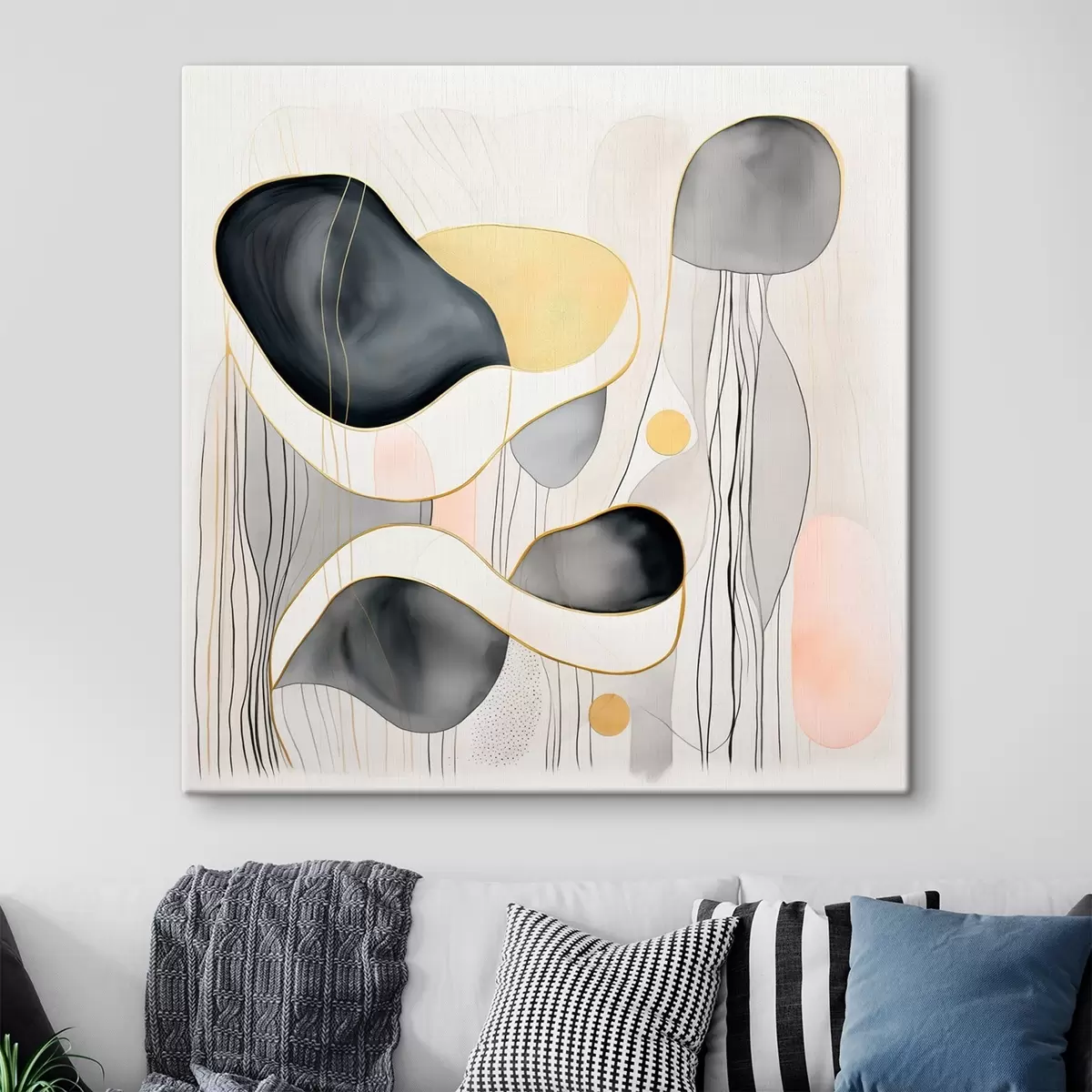 Картина Нейтральний склад, сірі та піщані плями в сучасному стилі s46334