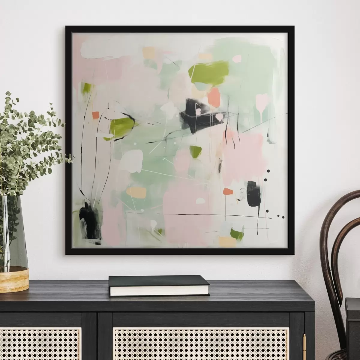 Постер Рожевий і м'ятний, пастельні мазки f46324 Постер Рожевий і м'ятний, пастельні мазки f46324