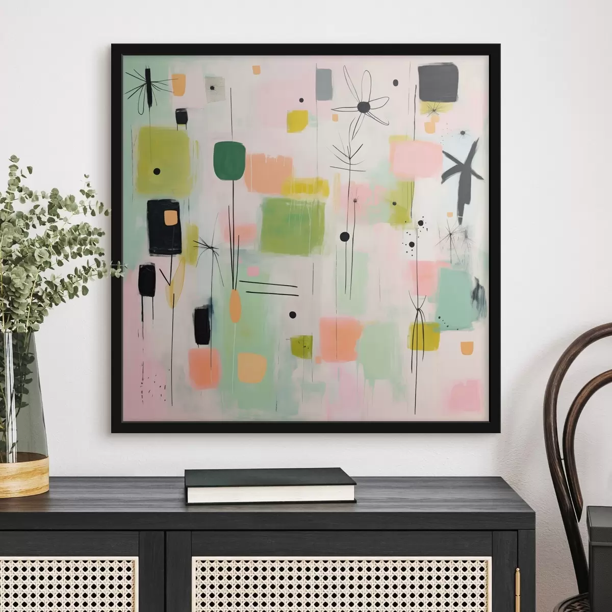 Постер Абстрактні квіти, легка композиція в масляному стилі f46325 Постер Абстрактні квіти, легка композиція в масляному стилі f46325