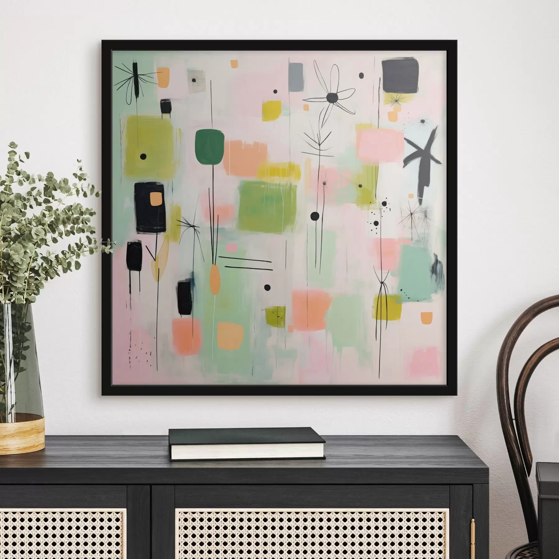 Картина Абстрактні квіти, легка композиція в масляному стилі f46325