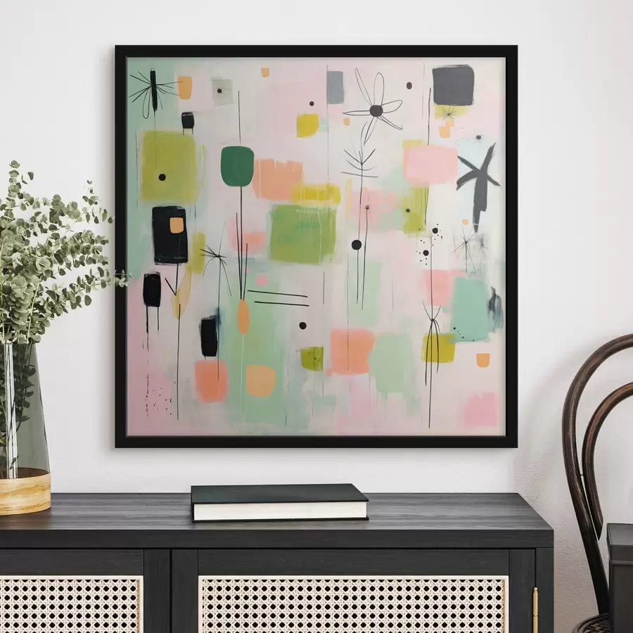 Картина Абстрактні квіти, легка композиція в масляному стилі f46325