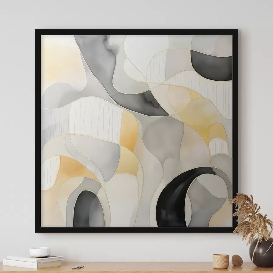 Картина Хвилясті форми в стилі алкогольних чорнил f46329