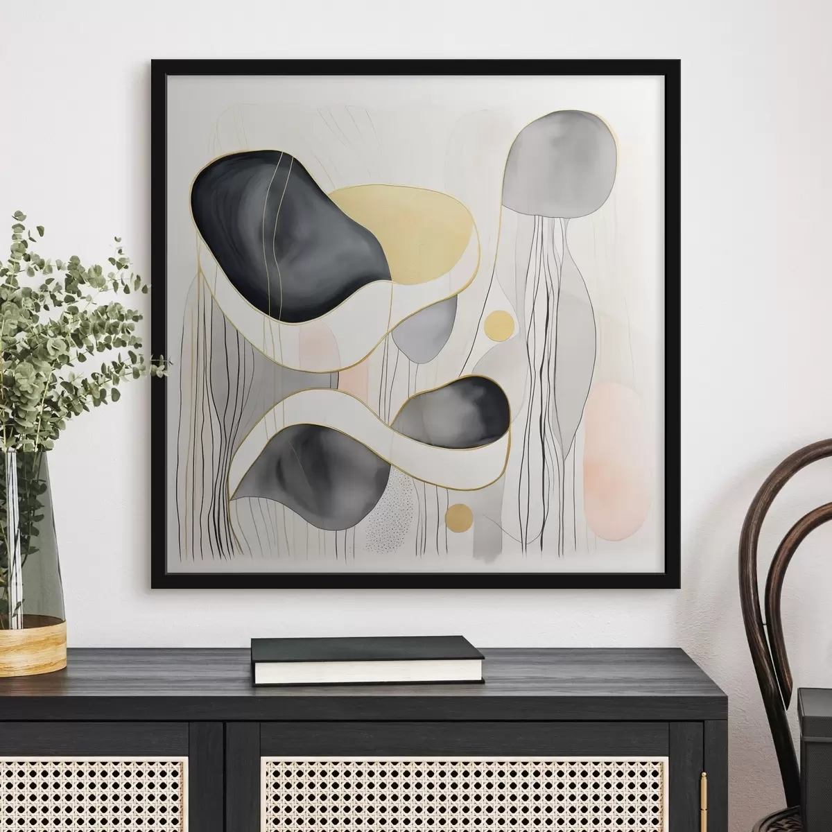 Постер Нейтральний склад, сірі та піщані плями в сучасному стилі f46334 Постер Нейтральний склад, сірі та піщані плями в сучасному стилі f46334