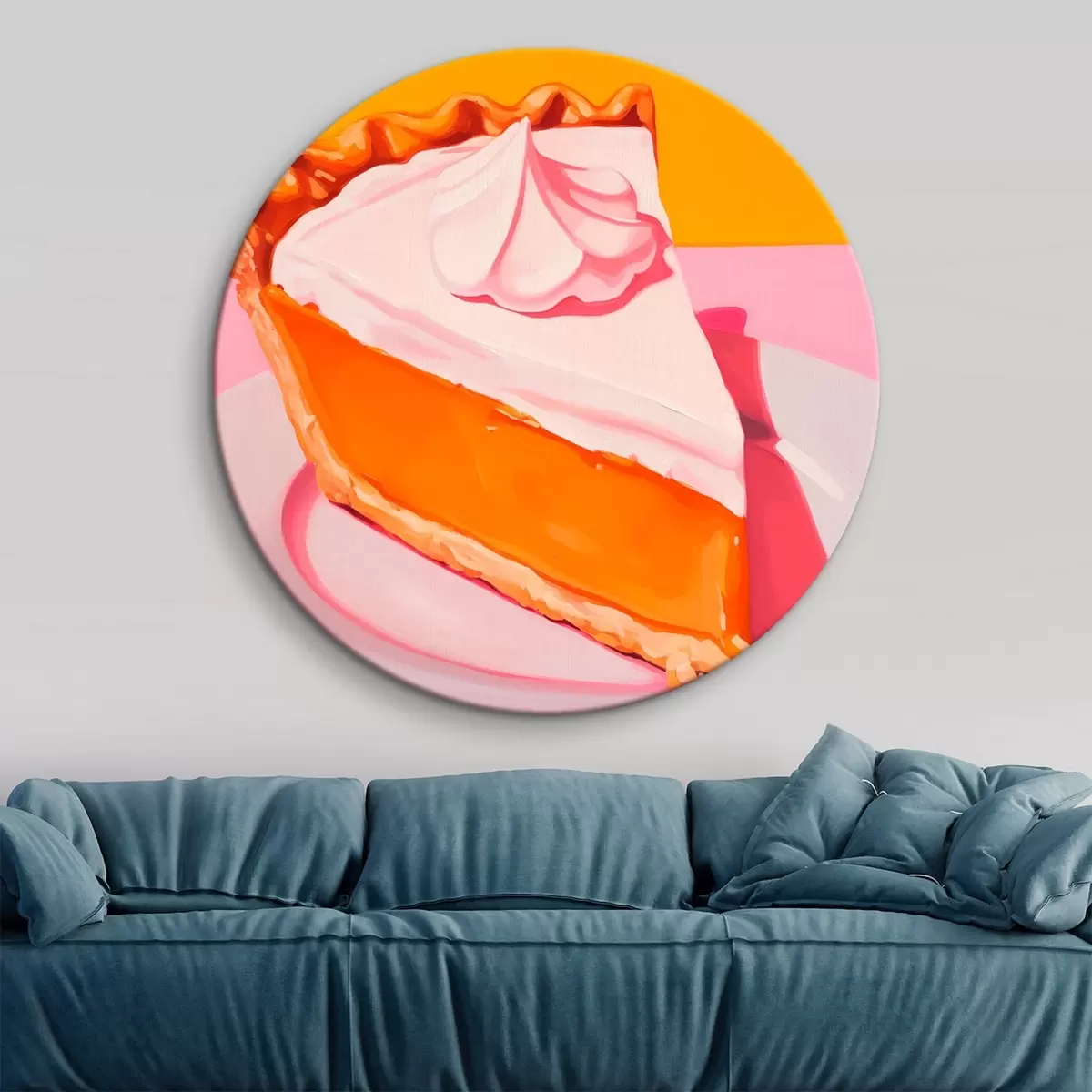 Кругла картина Шматочок гарбузового пирога. Ілюстрація в стилі поп-арт r46462