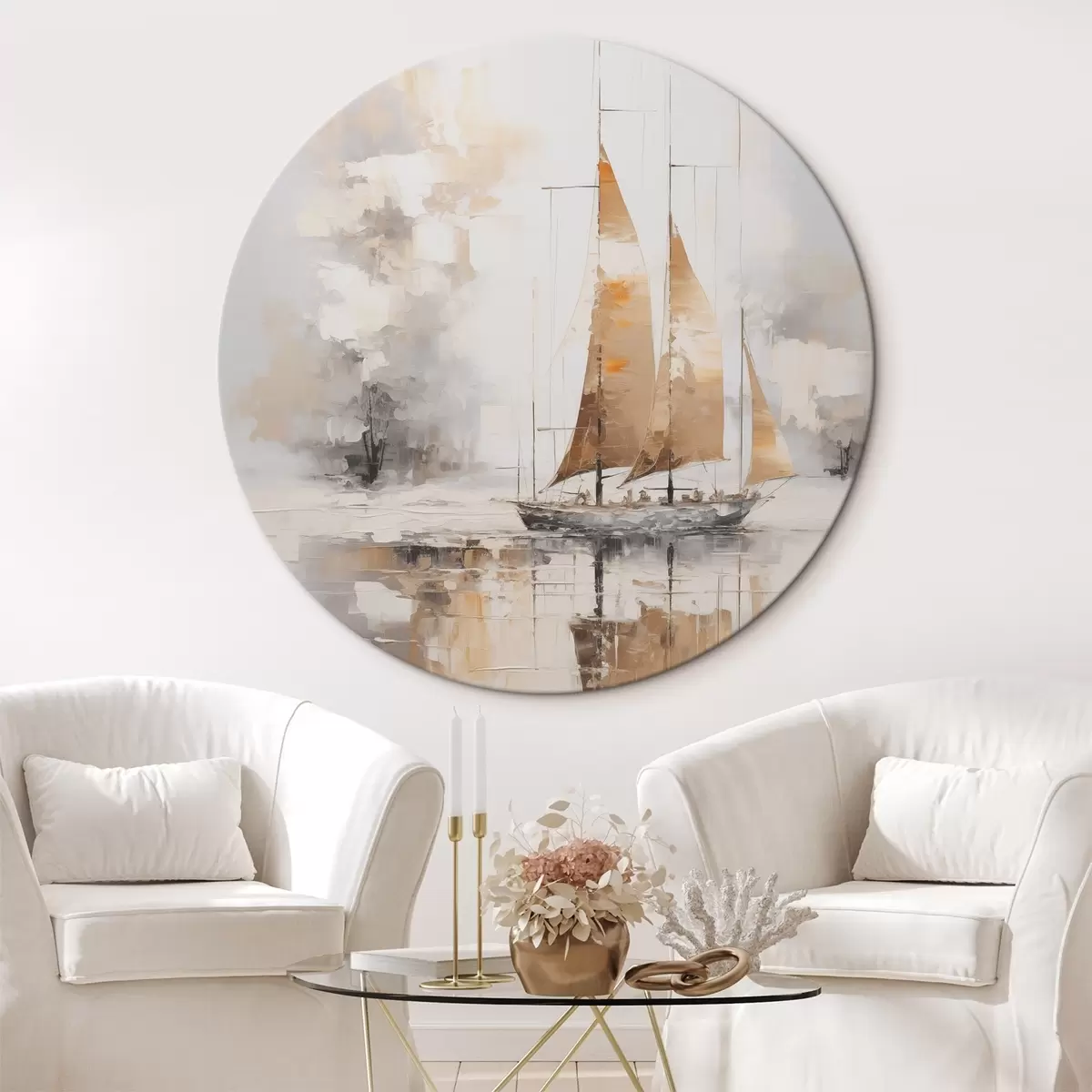 Кругла картина Картина-імітація вітрильника r46565