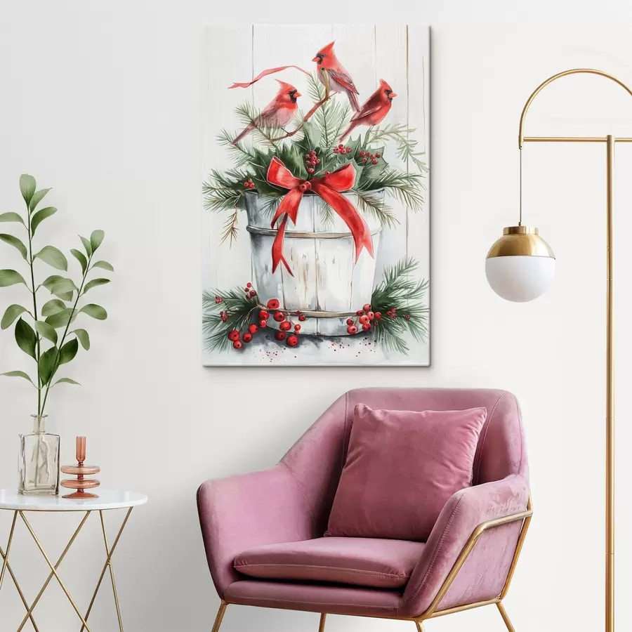 Картина Птахи на різдвяному горщику s46607