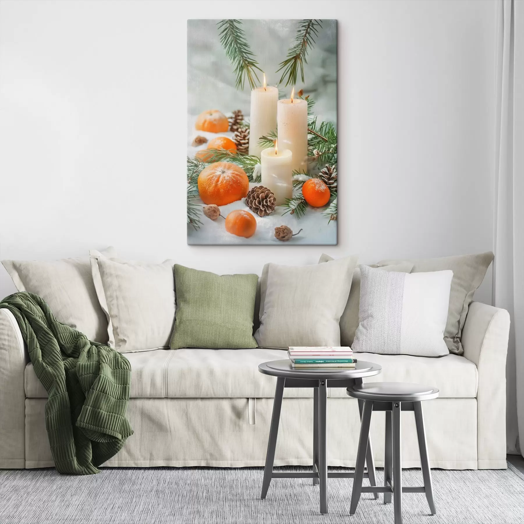Картина Свічки, мандарини та соснові шишки s46615