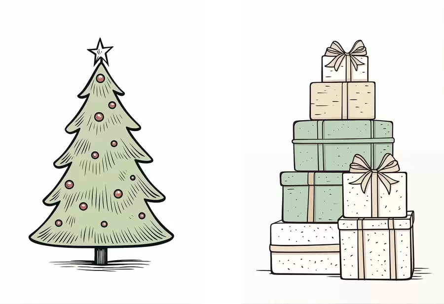 Картина Ялинка та подарунки m00953