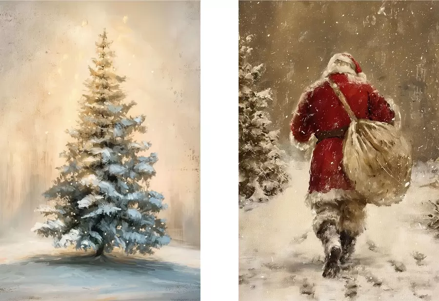Картина Санта Клаус і ялинка m00956
