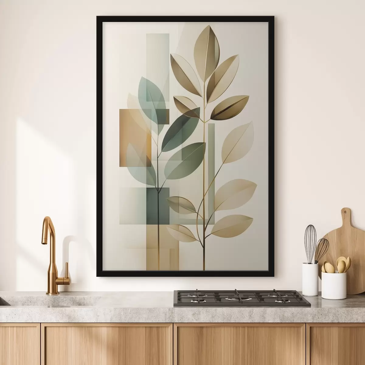 Постер Геометричні абстракції з листям f46581