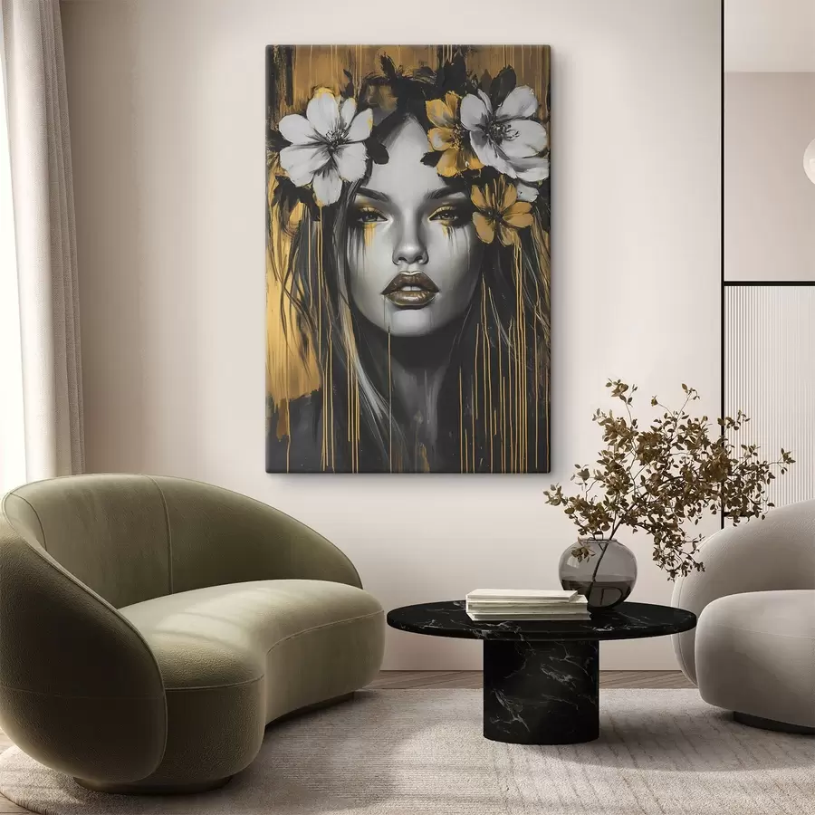 Картина Абстрактний портрет жінки з квітами s46454