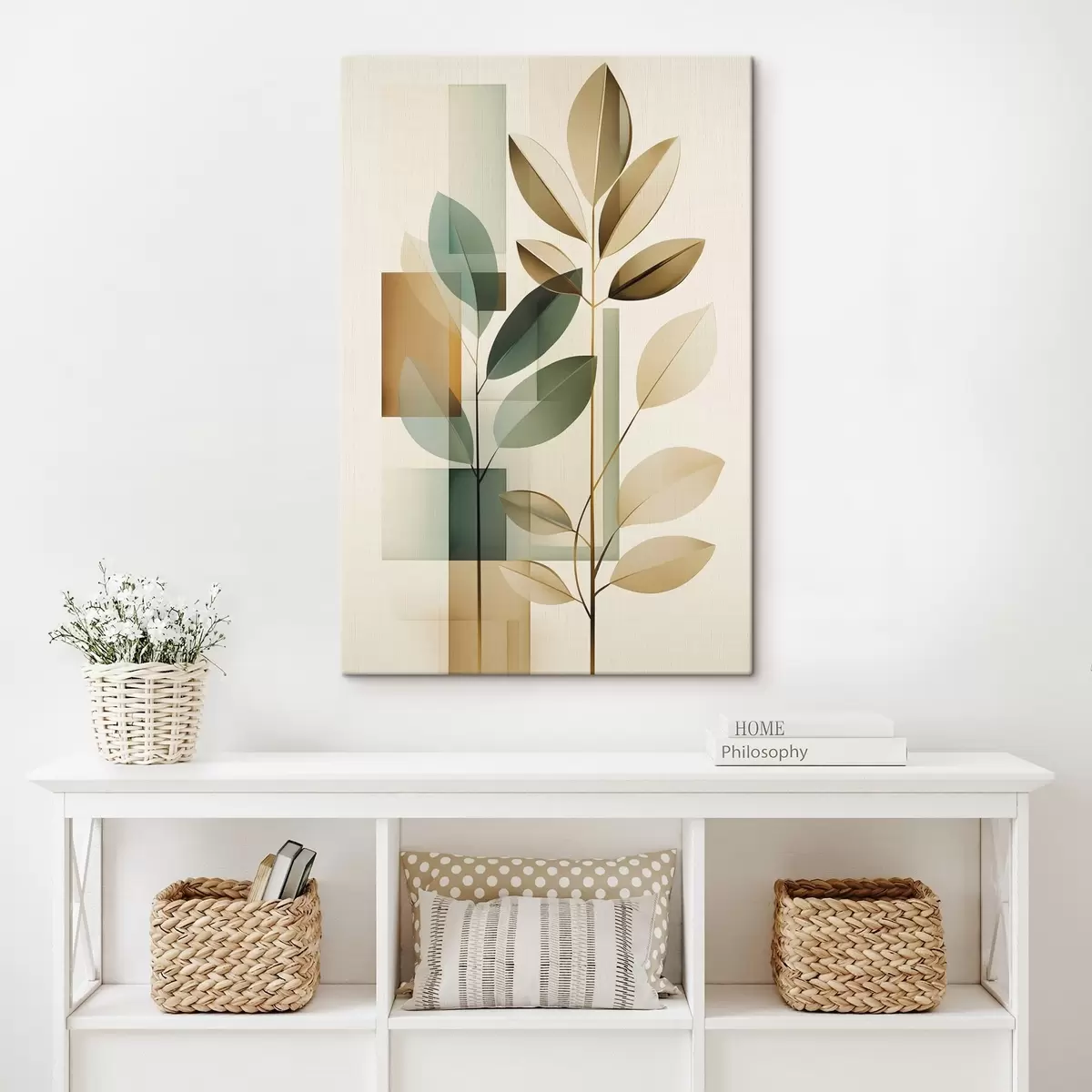 Картина Геометричні абстракції з листям s46581