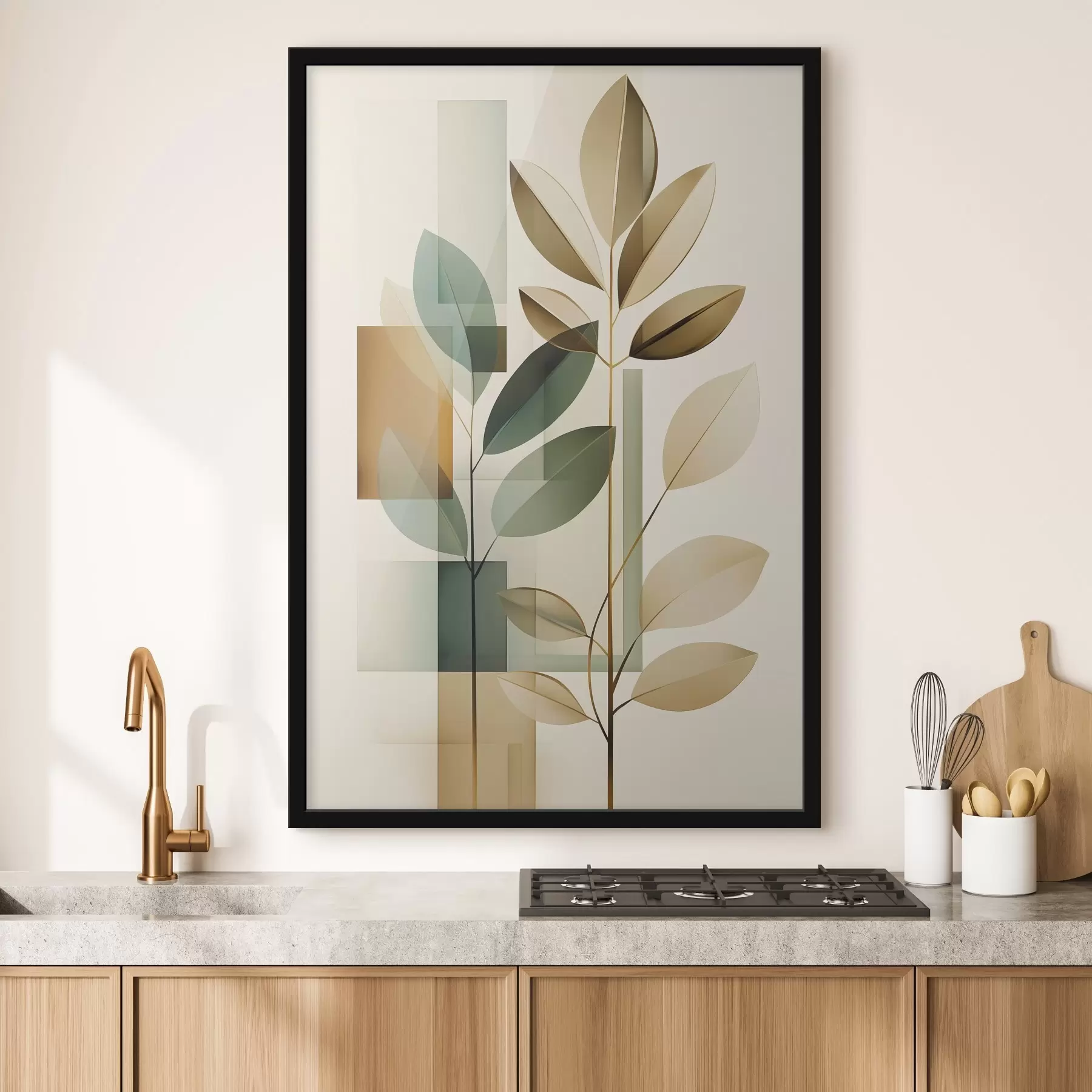 Картина Геометричні абстракції з листям f46581