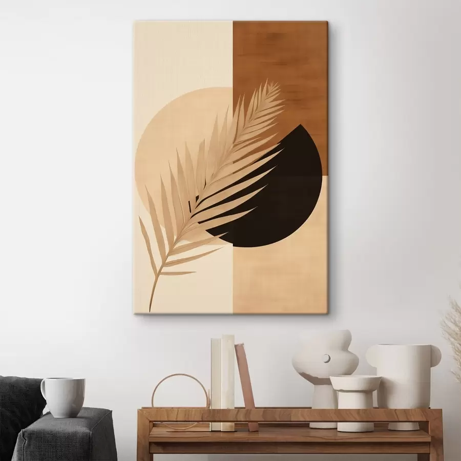 Картина Пальмове листя на теракоті та кремовій геометрії s46490