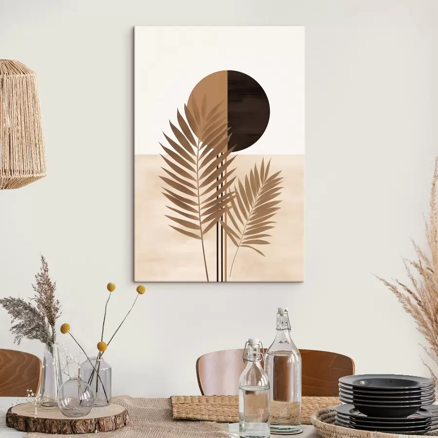 Картина Два пальмові листки з мотивом розрізаного сонця s46491