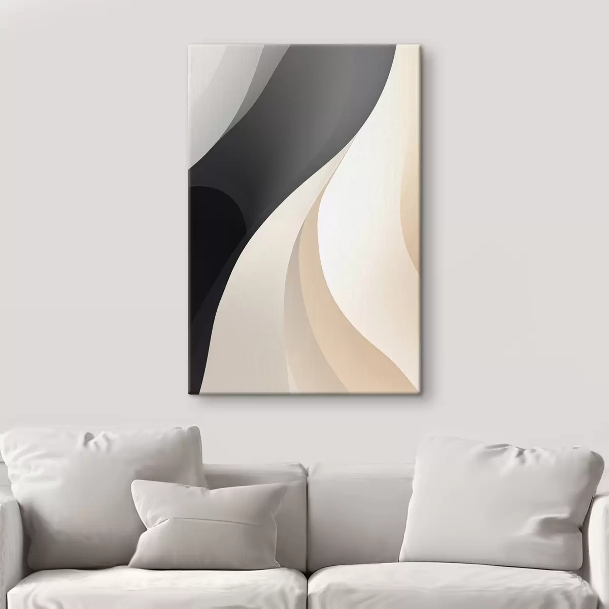 Картина Елегантні перекриваючі криві в кольорах вугілля, слонової кістки та піску s46493