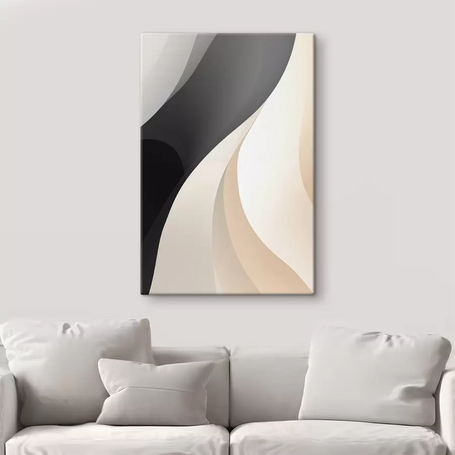 Картина Елегантні перекриваючі криві в кольорах вугілля, слонової кістки та піску s46493