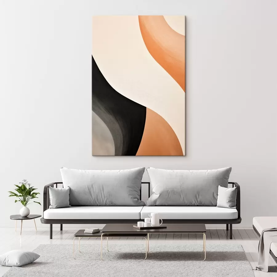 Картина Смілива S-подібна крива в кремовому, чорному та теракотовому кольорах s46495